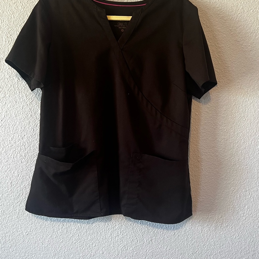 Healing hands purple label black scrub top